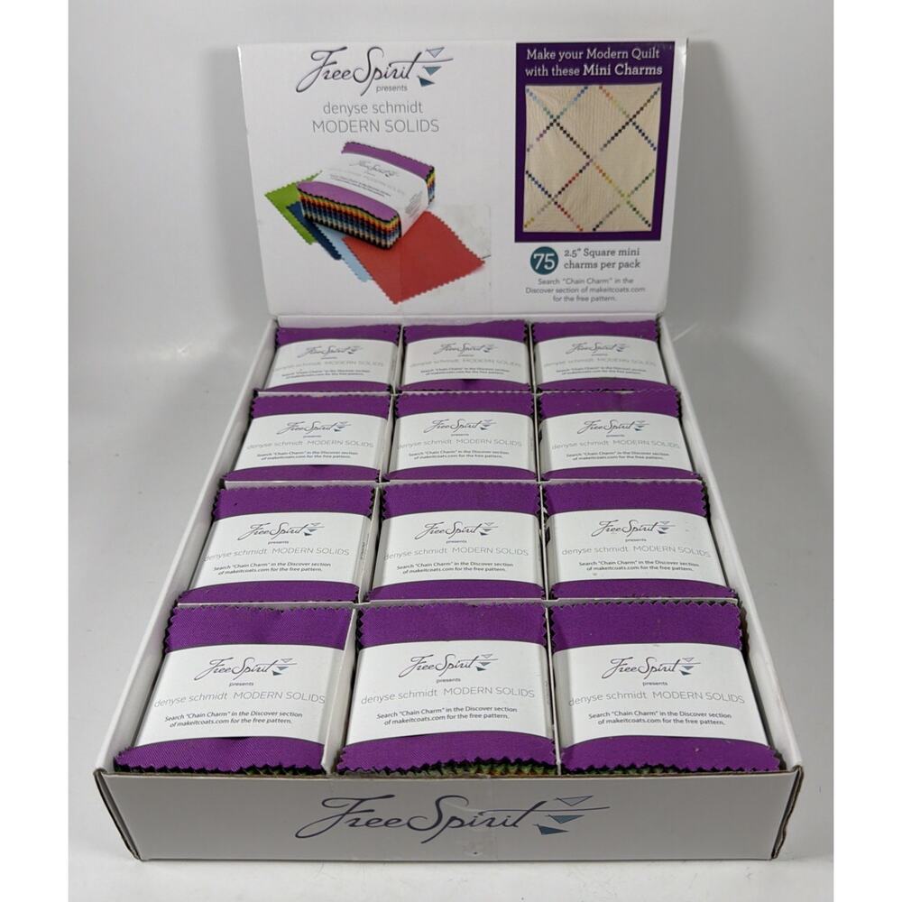 24 Pack of 75 Free Spirit Denyse Schmidt Modern Solids 2.5” Square Mini Charms